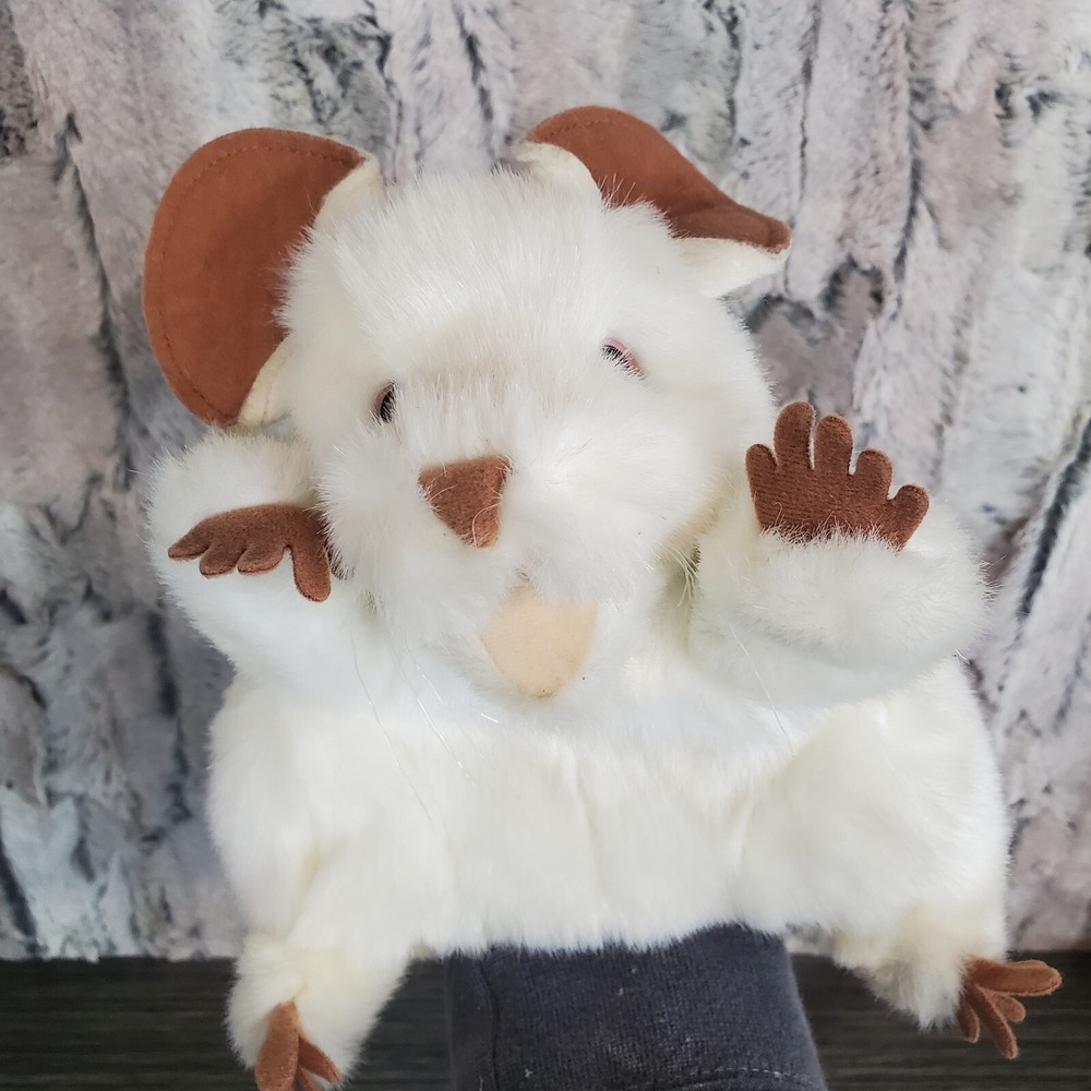 Folkmanis White Mouse Puppet Rat Rodent Realistic Learning Doll Toy 7" Long Tail